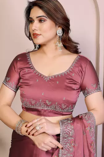 pink color rangoli silk embroidery work saree with work blouse piece
