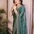 Teal color rangoli silk embroidery work saree with work blouse piece