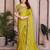 Parrot green color satin chiffon silk embroidery work saree with work blouse piece