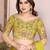 Parrot green color satin chiffon silk embroidery work saree with work blouse piece