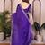 Purple color satin chiffon silk embroidery work saree with work blouse piece