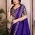 Purple color satin chiffon silk embroidery work saree with work blouse piece