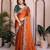 Rust color rangoli silk embroidery work saree with work blouse piece
