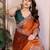 Rust color rangoli silk embroidery work saree with work blouse piece