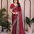 Maroon color fandy chiffon  silk embroidery work saree with work blouse piece