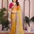 Yellow color fandy chiffon  silk embroidery work saree with work blouse piece