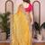 Yellow color fandy chiffon  silk embroidery work saree with work blouse piece