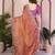 Rust color fandy chiffon  silk embroidery work saree with work blouse piece