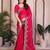 Pink color fandy chiffon  silk embroidery work saree with work blouse piece