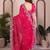 Pink color fandy chiffon  silk embroidery work saree with work blouse piece