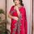 Pink color fandy chiffon  silk embroidery work saree with work blouse piece