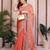 Peach color fandy chiffon  silk embroidery work saree with work blouse piece