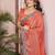 Peach color fandy chiffon  silk embroidery work saree with work blouse piece
