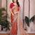 Peach color fandy chiffon  silk embroidery work saree with work blouse piece