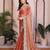 Peach color fandy chiffon  silk embroidery work saree with work blouse piece