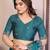 Teal color satin chiffon silk embroidery work saree with work blouse piece