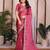 Pink color satin chiffon silk embroidery work saree with work blouse piece