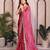 Pink color satin chiffon silk embroidery work saree with work blouse piece