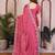 Pink color satin chiffon silk embroidery work saree with work blouse piece