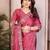 Pink color satin chiffon silk embroidery work saree with work blouse piece