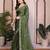 Green color satin chiffon silk embroidery work saree with work blouse piece