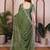 Green color satin chiffon silk embroidery work saree with work blouse piece