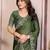 Green color satin chiffon silk embroidery work saree with work blouse piece