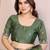 Green color satin chiffon silk embroidery work saree with work blouse piece