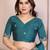 Teal  color satin chiffon silk embroidery work saree with work blouse piece