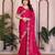 Pink  color satin chiffon silk embroidery work saree with work blouse piece