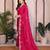 Pink  color satin chiffon silk embroidery work saree with work blouse piece