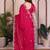 Pink  color satin chiffon silk embroidery work saree with work blouse piece
