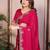 Pink  color satin chiffon silk embroidery work saree with work blouse piece