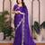 Purple  color satin chiffon silk embroidery work saree with work blouse piece