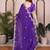 Purple  color satin chiffon silk embroidery work saree with work blouse piece