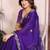 Purple  color satin chiffon silk embroidery work saree with work blouse piece
