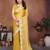 Yellow  color fandy chiffon  silk embroidery work saree with work blouse piece
