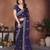Purple color fandy chiffon  silk embroidery work saree with work blouse piece