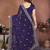 Purple color fandy chiffon  silk embroidery work saree with work blouse piece