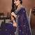 Purple color fandy chiffon  silk embroidery work saree with work blouse piece