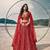 Red net lehenga with un-stitched blouse