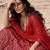 Red net lehenga with un-stitched blouse
