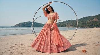 Red net lehenga with un-stitched blouse party wedding wear 3