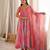 New womens vibrant multi-colored abstract print sleeveless anarkali suit with dupatta