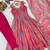 New womens vibrant multi-colored abstract print sleeveless anarkali suit with dupatta