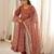 Women's multicolour printed ethnic gown with bell sleeves and designer dupatta