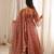Women's multicolour printed ethnic gown with bell sleeves and designer dupatta