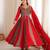 Women's red  black paisley print anarkali gown set with dupatta  festive ethnic wear