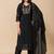 Black floral embroidered mul cotton kurta pant set for women