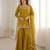 Yellow fendy silk embroidered sharara suit with zarkan diamond work